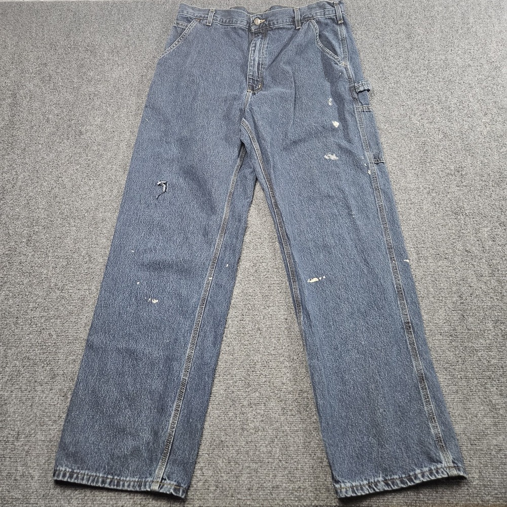 Carhartt B13 DPS Carpenter Jeans‎ 38x34 Blue Distressed Workwear Paint Splatter